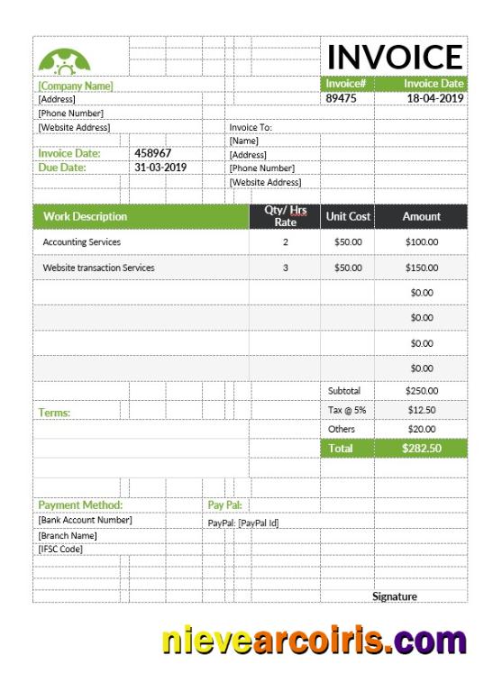 Sample Hourly Invoice